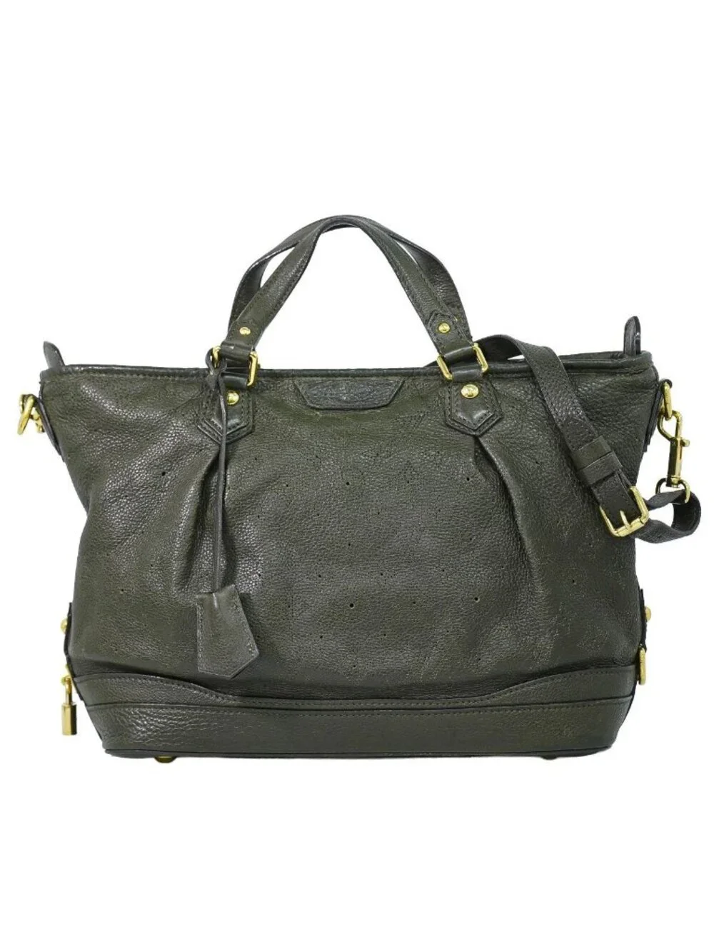 Louis Vuitton LV Stella PM Mahina Leather 2-Way Shoulder Bag Emroad Khaki